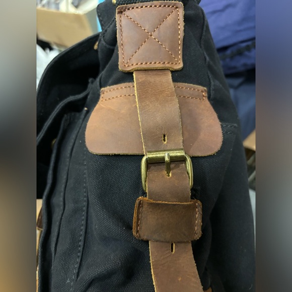 SC COTTON Messenger Crossbody Canvas Leather Bag 20x16” - Picture 12 of 14